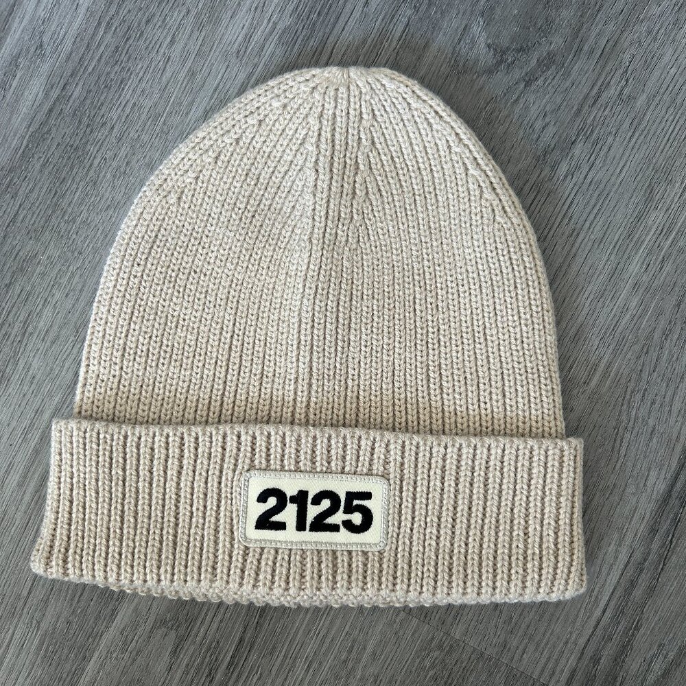Beige Rib Knit Beanie